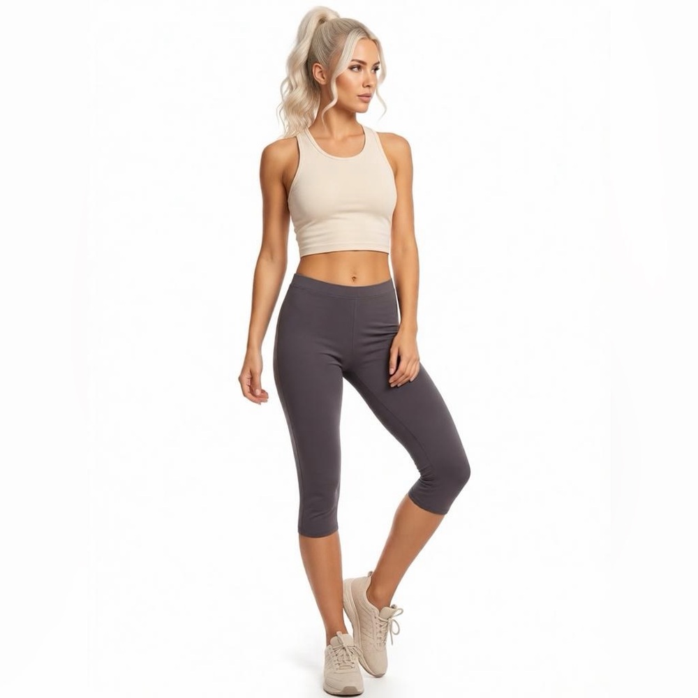 Alo Yoga Gray Capri Leggings S High Waisted Pilates Lounge